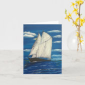 Carte de voeux pliée avec voilier (Fleur jaune)