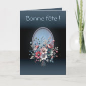 Carte de voeux pliée Azur fleuri (Devant)