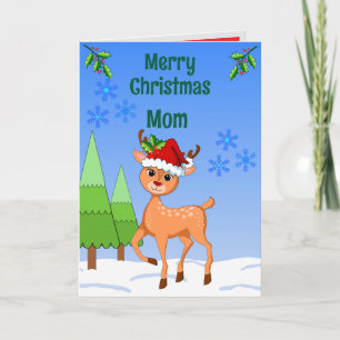Carte de vœux pliée BambiDeer Noël