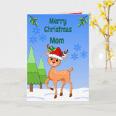 Carte de vœux pliée BambiDeer Noël (Fleur jaune)