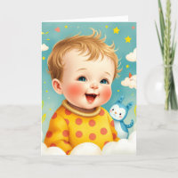 Carte de vœux pliée bébé