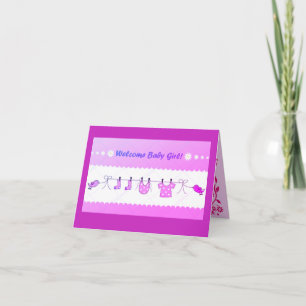 Carte de vœux pliée Bienvenue Bébé Fille