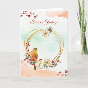Carte de voeux pliée Bird with Magnolia Wreath