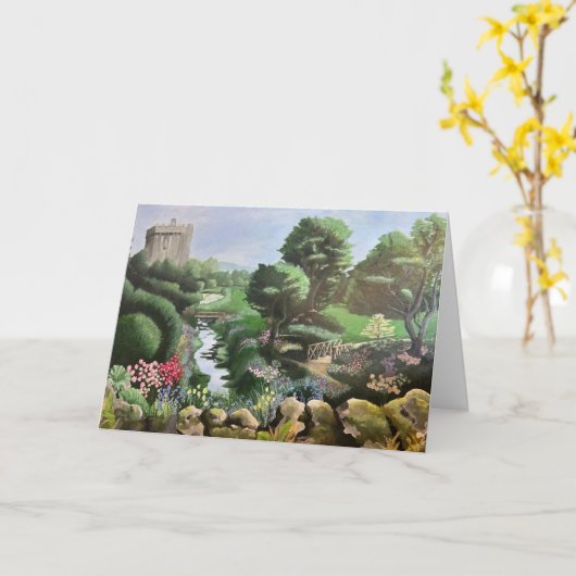 Carte de voeux pliée Blarney Castle (Fleur jaune)