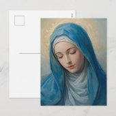 Carte de voeux pliée Blue Vierge Mary Sympathy (Devant / Derrière)