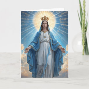 Carte de voeux pliée Blue Vierge Mary Sympathy