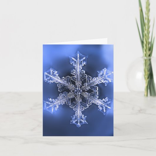 Carte de voeux pliée Blue & White Winter Snowflake (Devant)
