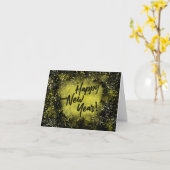 Carte de vœux pliée Bonne Année (Fleur jaune)