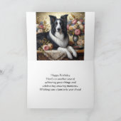 Carte de vœux pliée Border Collie Joyeux Anniversa (Intérieur)