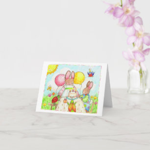 Carte de voeux pliée Bunny anniversaire