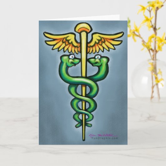 Carte de voeux pliée Caduceus (Fleur jaune)