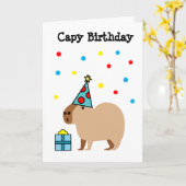 Carte de voeux pliée Capybara Anniversaire (Fleur jaune)