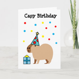 Carte de voeux pliée Capybara Anniversaire