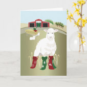 Carte de voeux pliée "Chaussettes de Noël" (Fleur jaune)