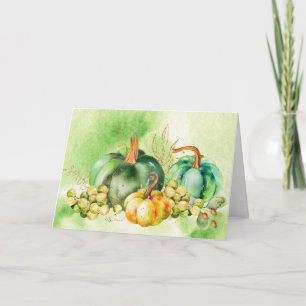 Carte de voeux pliée Citrouille aquarelle