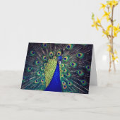 Carte de vœux pliée Cobalt Blue Paon (Fleur jaune)