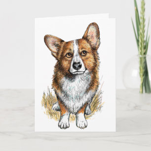 Carte de voeux pliée Corgi Standard, 5 po x 7 po
