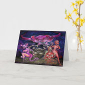 Carte de vœux pliée Danse démoniaque (Fleur jaune)