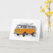 Carte de voeux pliée de bus jaune (Fleur jaune)