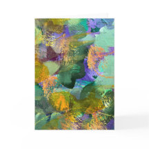 Carte de vœux pliée de champ de fleurs d'art abstr