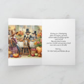 Carte de vœux pliée de chat de Thanksgiving joyeux (Intérieur)