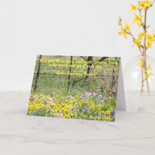 Carte de vœux pliée de conception de fleur sauvage (Fleur jaune)