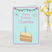 Carte de voeux pliée de gâteau d'anniversaire (Fleur jaune)