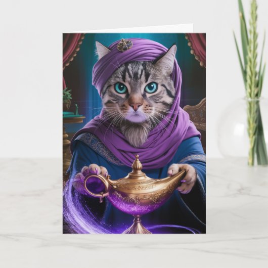 Carte de voeux pliée de Génie Tabby (Devant)