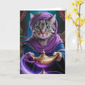 Carte de voeux pliée de Génie Tabby (Fleur jaune)