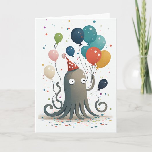 Carte de voeux pliée de la fête d'Octopus (Devant)