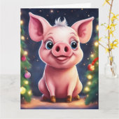 Carte de vœux pliée de Noël (Fleur jaune)