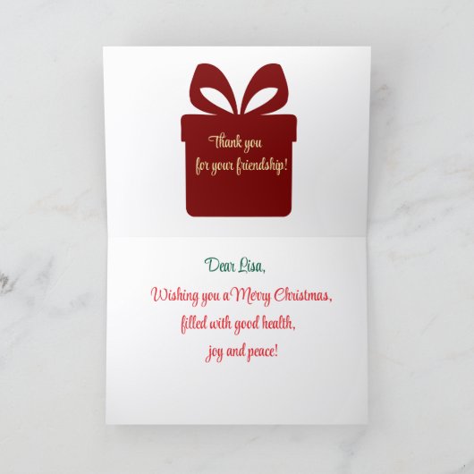 Carte de voeux pliée de Noël (Intérieur)