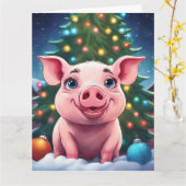Carte de vœux pliée de Noël (Fleur jaune)