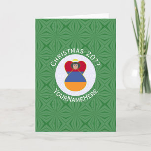 Carte de vœux pliée de Noël avec ange du drapeau a