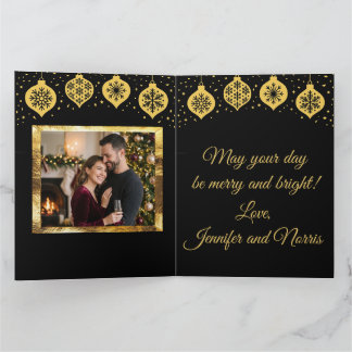 Carte de vœux pliée de Noël en or élégant