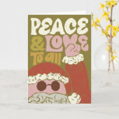 Carte de voeux pliée de Noël hippy Retro Père Noël (Fleur jaune)
