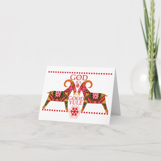 Carte de voeux pliée de Noël scandinave Jul Bock (Devant)