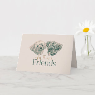 Carte de voeux pliée de quatre amis