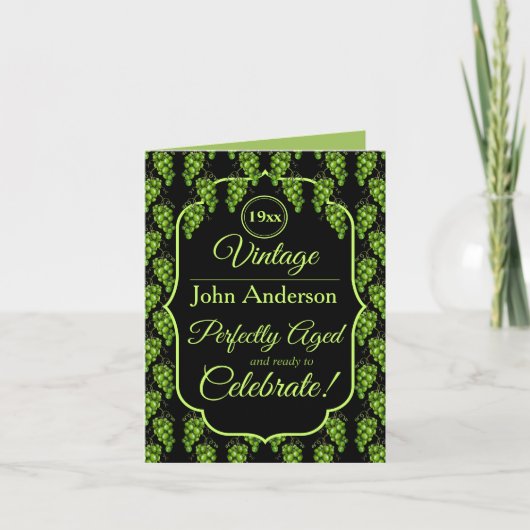 Carte de voeux pliée de raisins verts (Devant)
