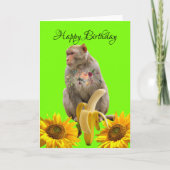 Carte de voeux pliée de Singe de tournesol (Devant)