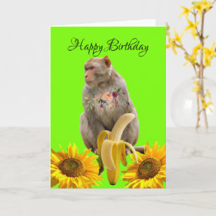 Carte de voeux pliée de Singe de tournesol