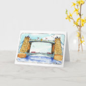 Carte de voeux pliée de Tower Bridge London (Fleur jaune)