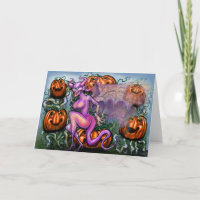 Carte de vœux pliée Demon Pumpkins