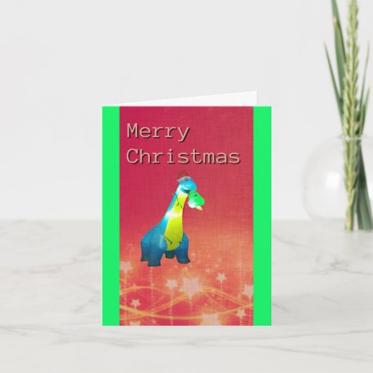 Carte de vœux pliée dinosaure de Noël (Devant)