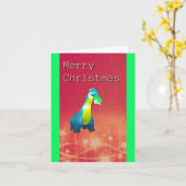 Carte de vœux pliée dinosaure de Noël (Fleur jaune)