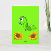 Carte de vœux pliée dinosaure tournesol floral (Dos)