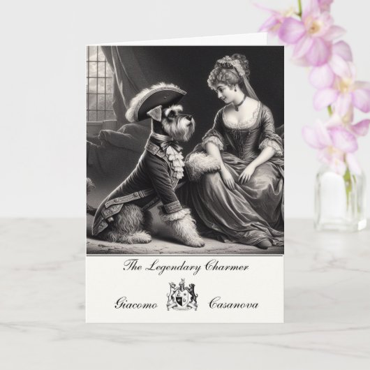 Carte de vœux pliée drôle de Casanova Schnauzer (Orchidée)