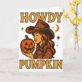 Carte de voeux pliée du Citrouille Howdy (Fleur jaune)