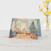 Carte de voeux pliée du matin de Noël (Fleur jaune)