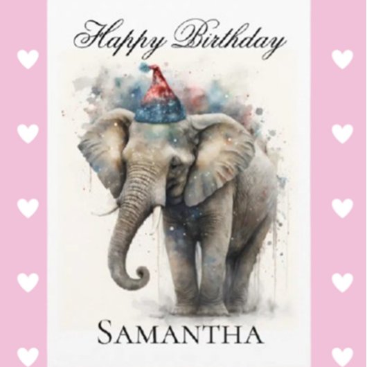 Carte de vœux pliée éléphant pour un joyeux annive